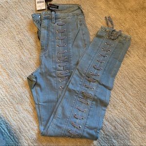 Fashion Nova Lace Up Jeans